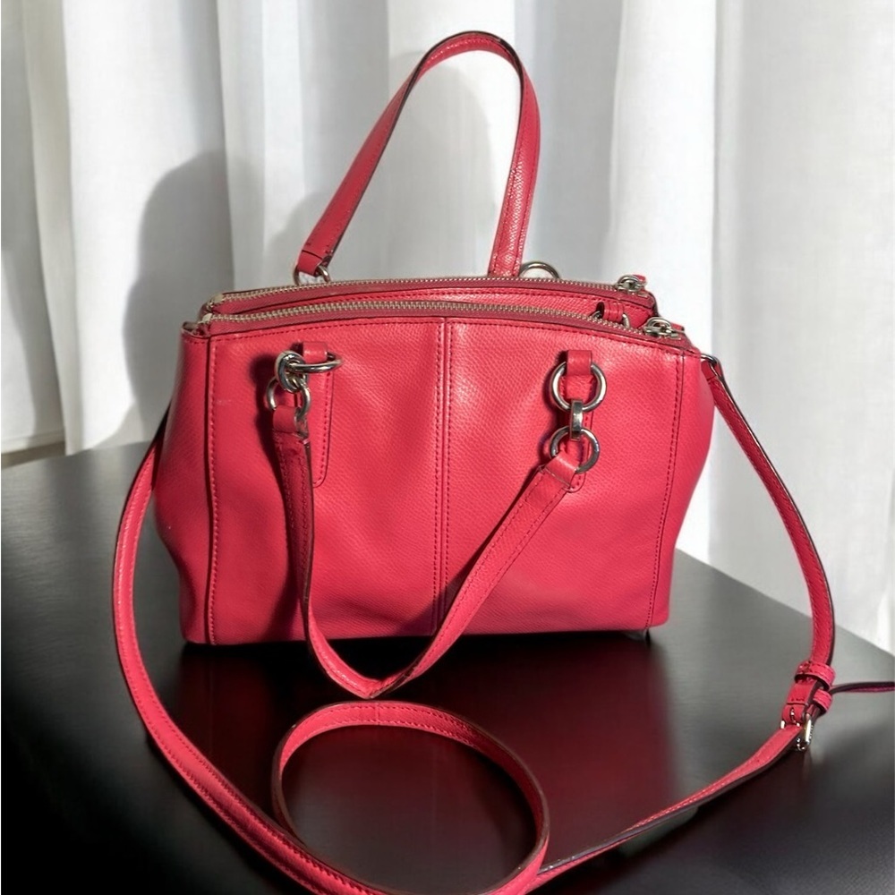 COACH PINK LEATHER SATCHEL TOTE SHOULDERBAG - Picture 2 of 13